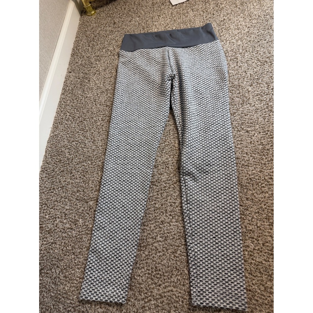 Unbranded Honeycomb Textured Scrunch‎ Butt Leggings Grey White Women Size L